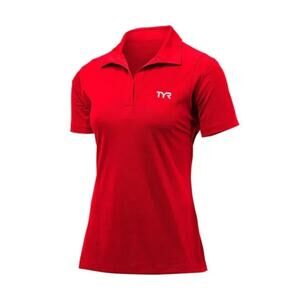 XL TYR Coach Polo Shirt Swim Team Red Short Sleeve Cover Fits Womens XL Mens Med